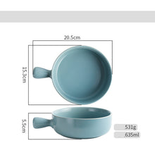Lade das Bild in den Galerie-Viewer, Reisschüssel Nordic Style Mit Griff Backschüssel Nudelteller Einfaches Haushaltsgeschirr Suppennudelschüssel Salatschüssel