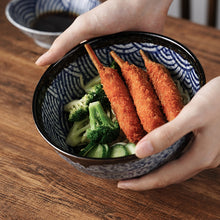 Lade das Bild in den Galerie-Viewer, Japanischer Sea Ripple Hut Kreative große Nudelschüssel