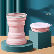 Lade das Bild in den Galerie-Viewer, Faltbarer Silikonbecher mit Kunststoffdeckel zum mitnehmen und Reisen