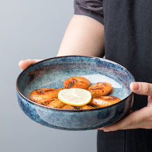 Lade das Bild in den Galerie-Viewer, Großes Servierschüssel-Set für Pasta, Salat, Suppen in blauer Farbe