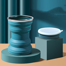 Lade das Bild in den Galerie-Viewer, Faltbarer Silikonbecher mit Kunststoffdeckel zum mitnehmen und Reisen