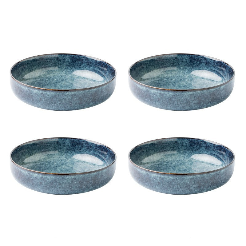 Großes Servierschüssel-Set für Pasta, Salat, Suppen in blauer Farbe
